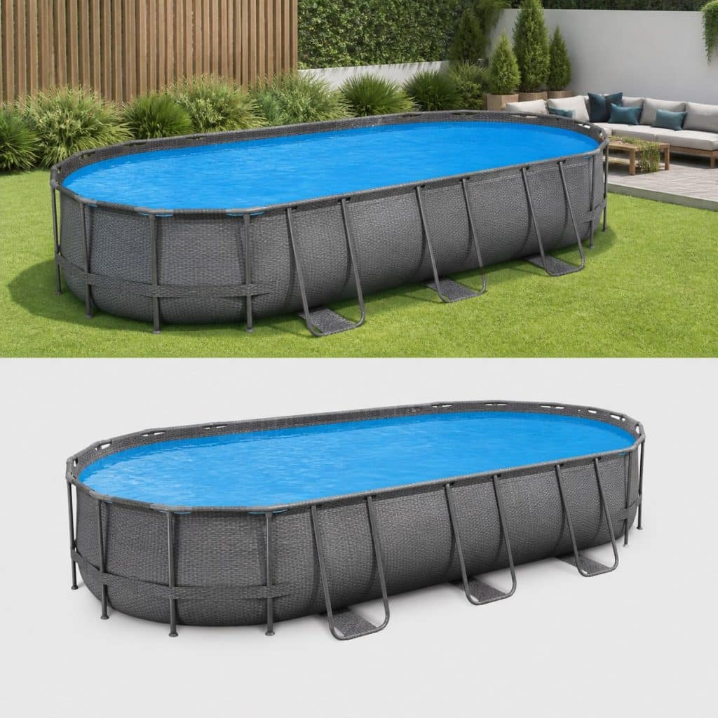 Piscine tubulaire ovale presente seul